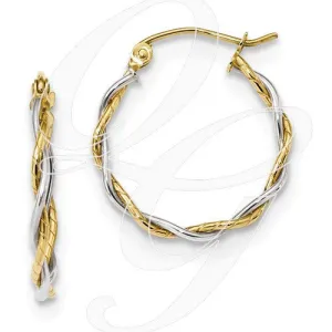 10k Two-Tone Polished1.8mm Twisted Hoop Earrings