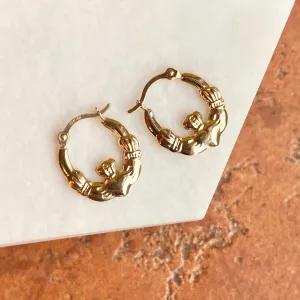 10KT Yellow Gold Small Celtic Claddagh Hoop Earrings