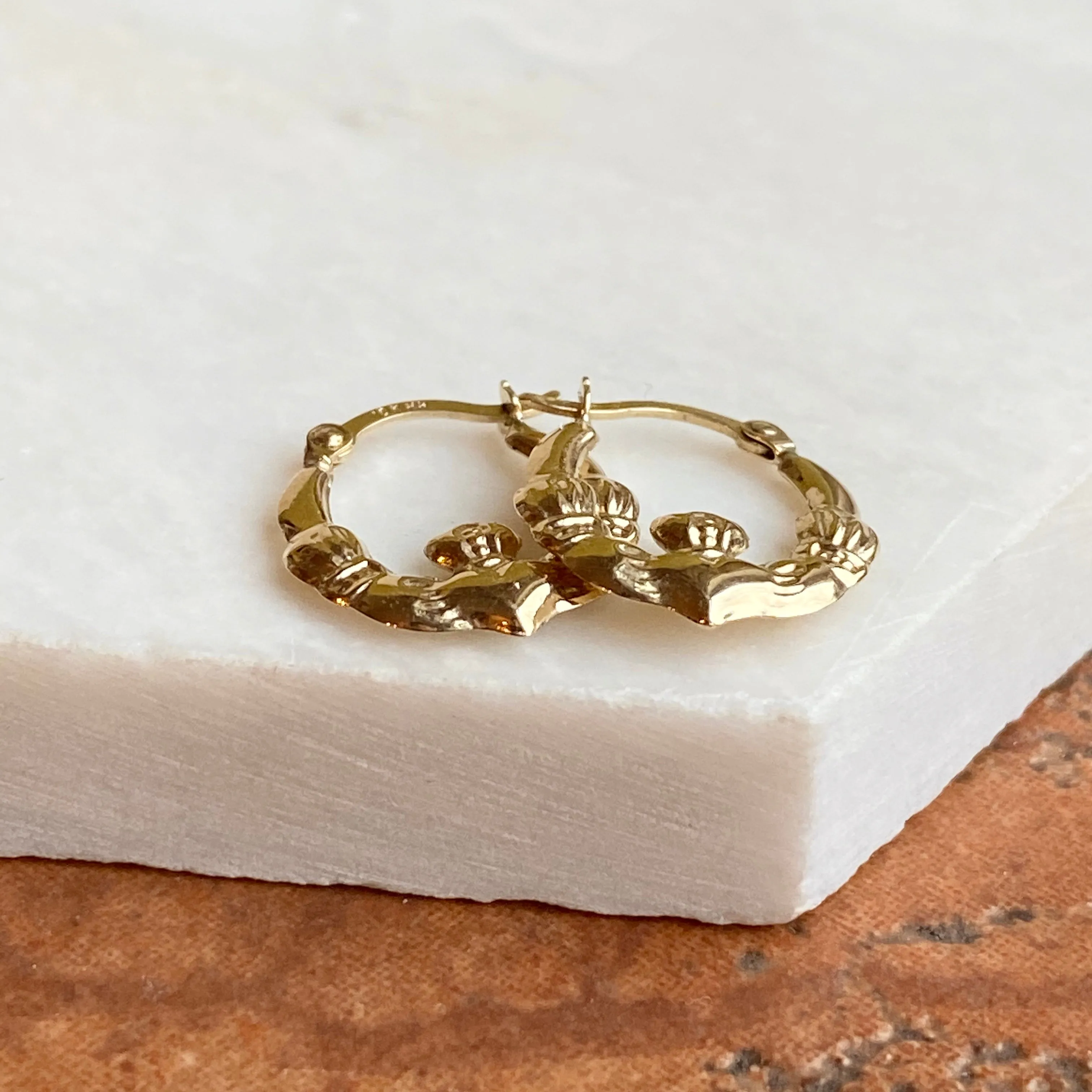 10KT Yellow Gold Small Celtic Claddagh Hoop Earrings
