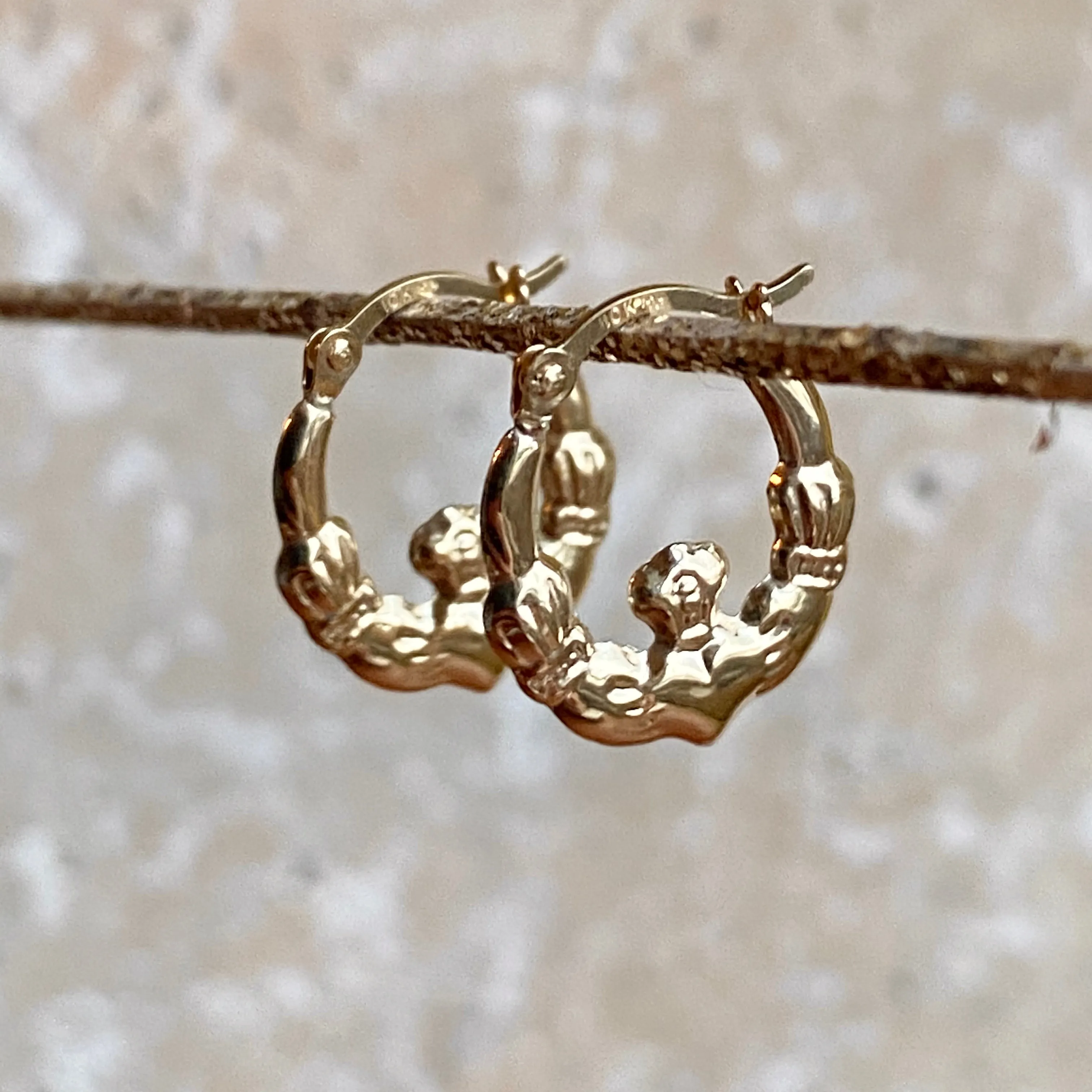 10KT Yellow Gold Small Celtic Claddagh Hoop Earrings