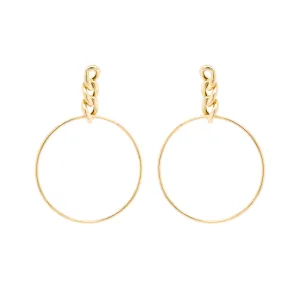 14k Large Circle Curb Chain Drop Earrings - SALE