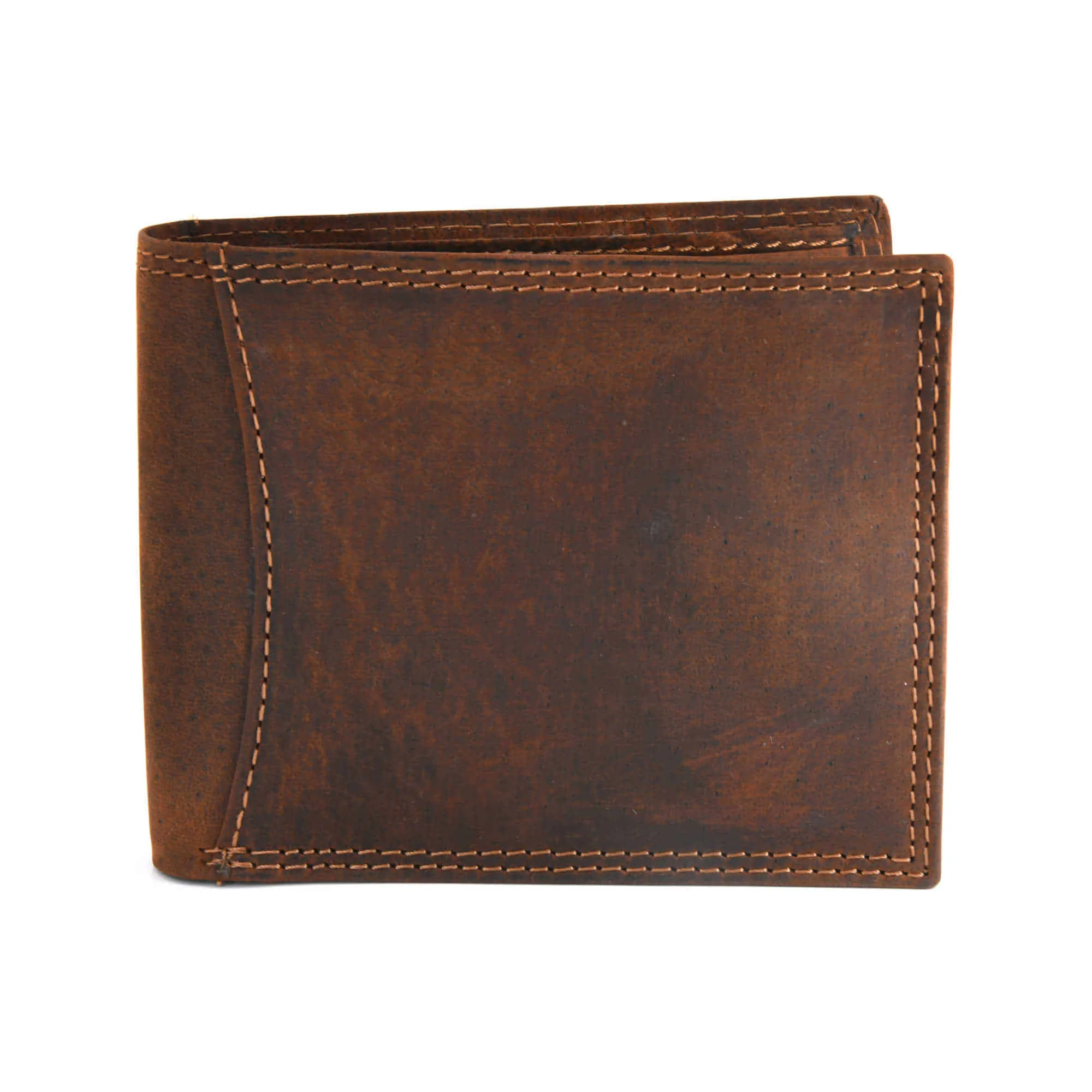 300796-BR Brown Bifold PassCase Leather Wallet with Flap | Style n Craft