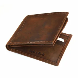 300796-BR Brown Bifold PassCase Leather Wallet with Flap | Style n Craft
