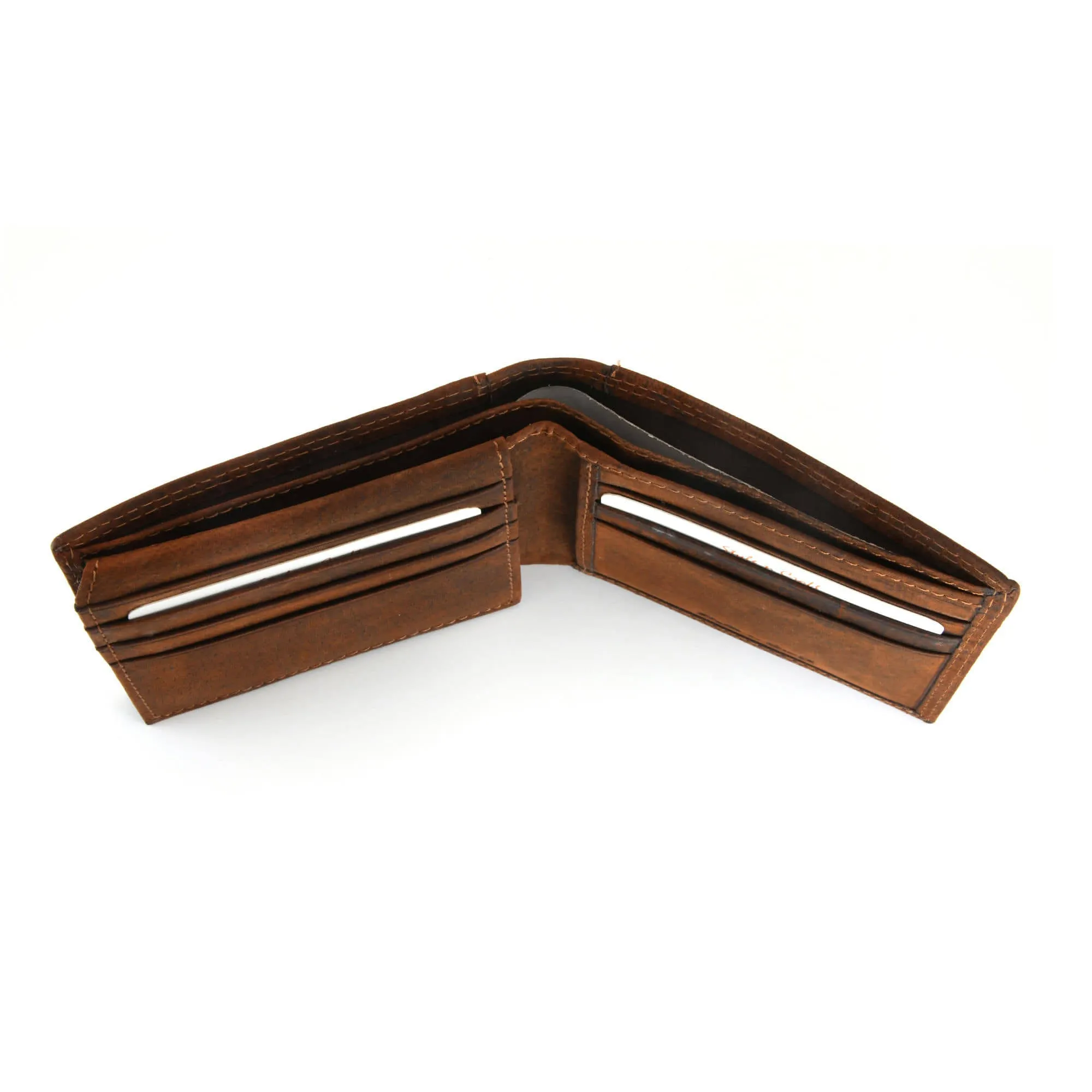 300796-BR Brown Bifold PassCase Leather Wallet with Flap | Style n Craft