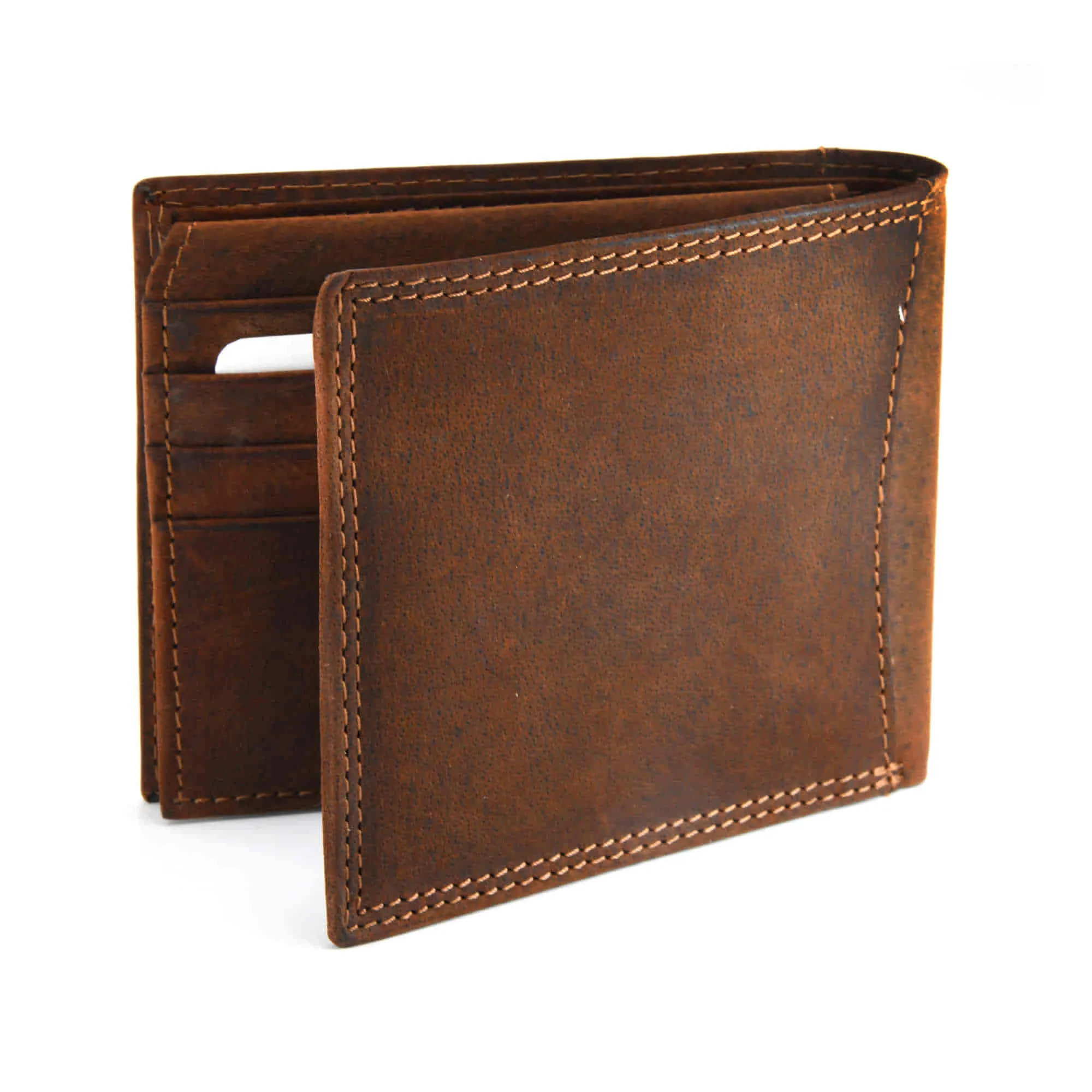 300796-BR Brown Bifold PassCase Leather Wallet with Flap | Style n Craft
