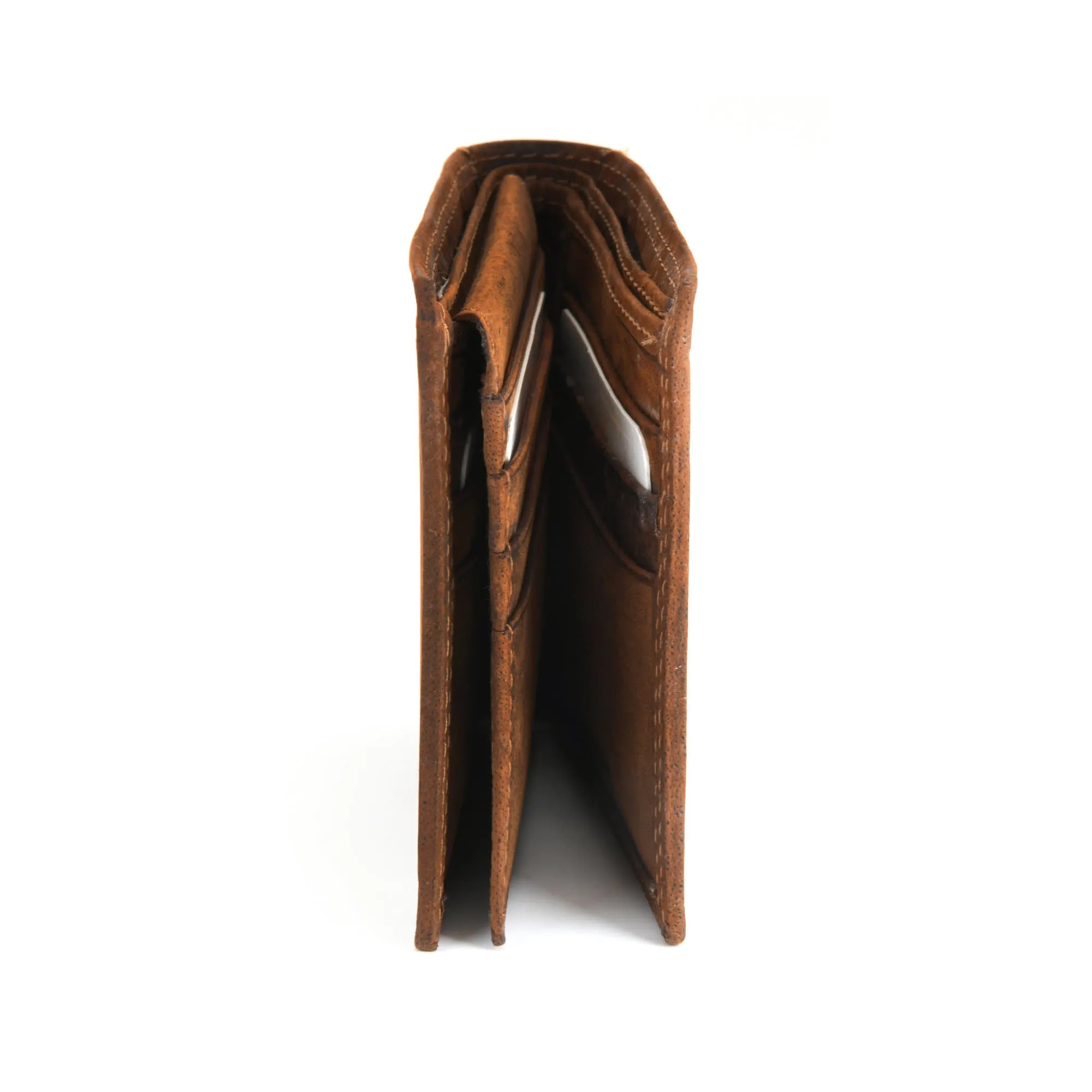 300796-BR Brown Bifold PassCase Leather Wallet with Flap | Style n Craft