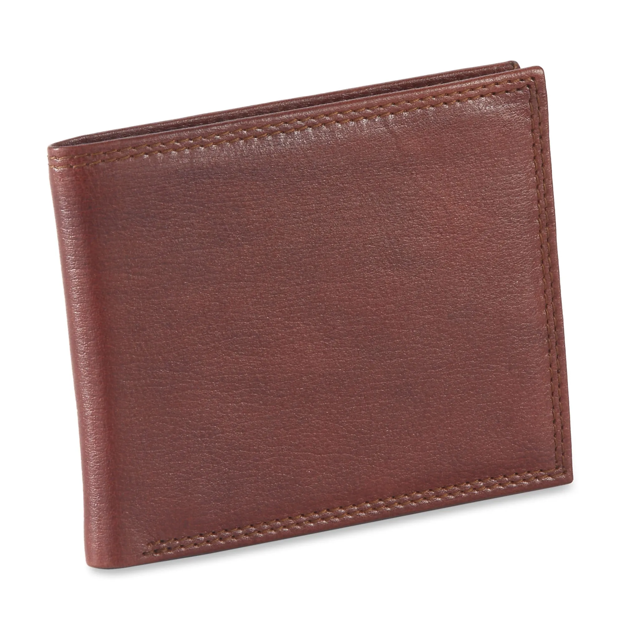 301722-BN Slim Bifold Leather Wallet in Dark Tan | Style n Craft