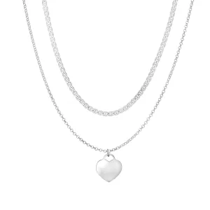 925 Sterling Silver Layered Heart Choker Necklace