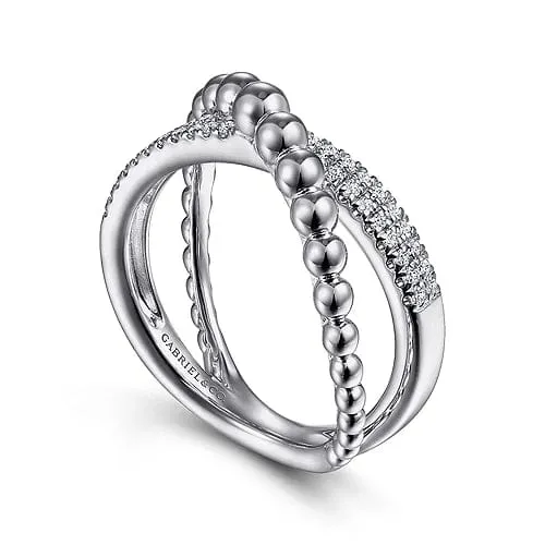 925 Sterling Silver White Sapphire Bujukan Criss Cross Ring