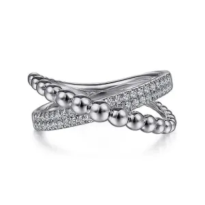 925 Sterling Silver White Sapphire Bujukan Criss Cross Ring