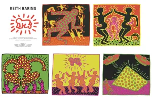 A Portfolio of 5 silkscreen (Invitation Cards 5)  by Keith Haring