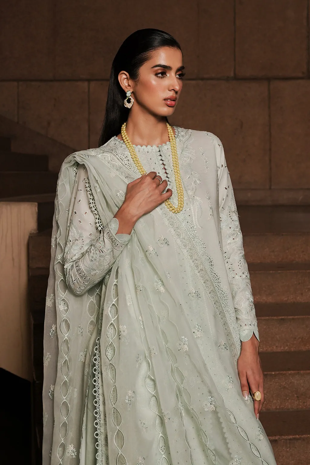 AFROZEH | Chikankari Lawn '24 | Celadon