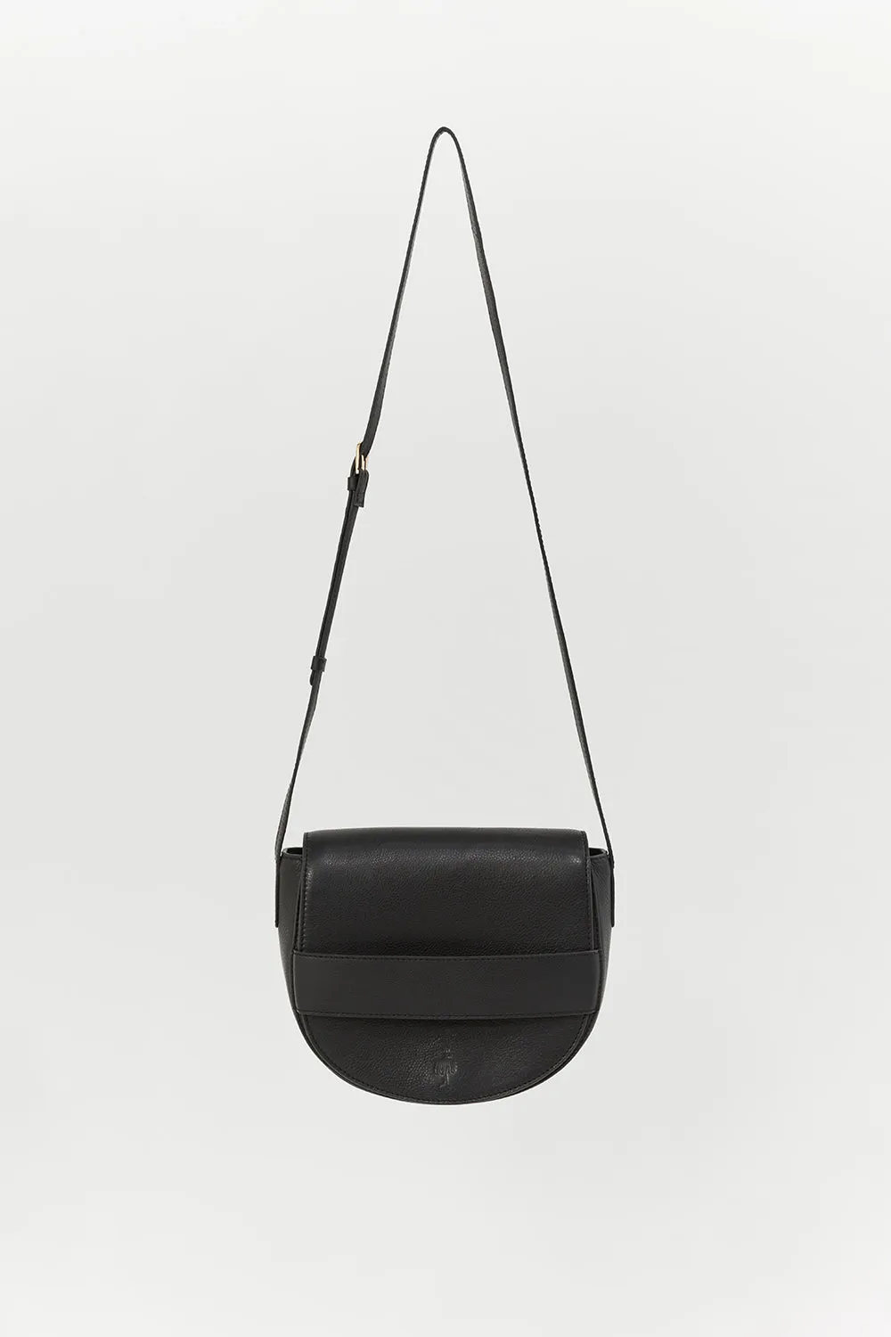 ALIBY - Sac besace noire en cuir lisse - petit modèle