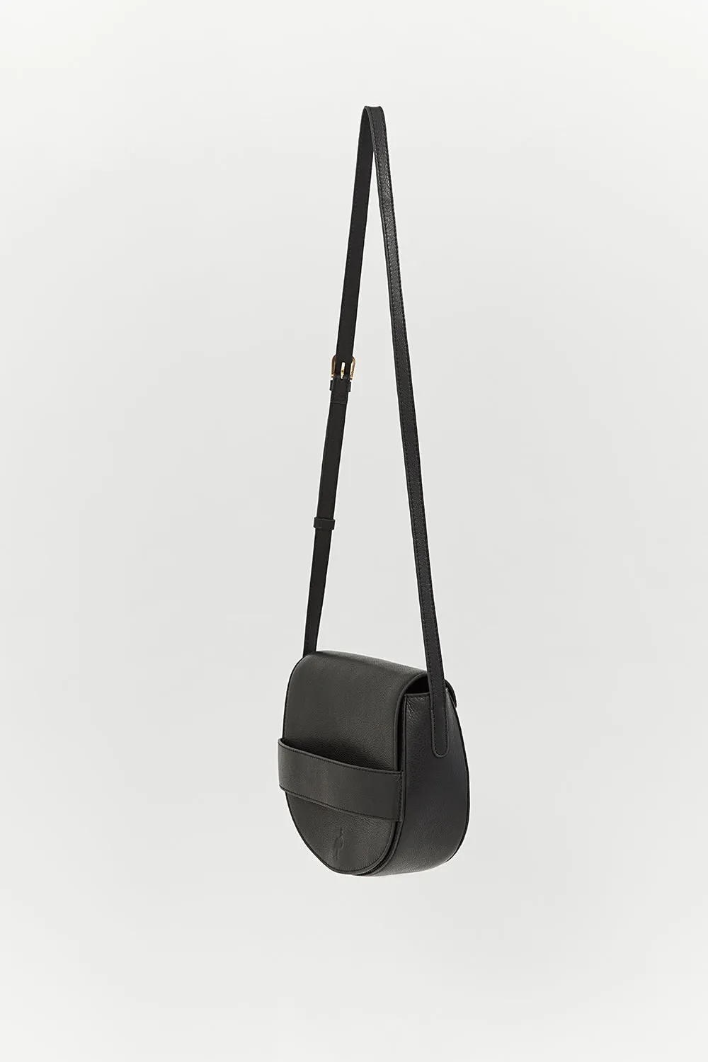 ALIBY - Sac besace noire en cuir lisse - petit modèle