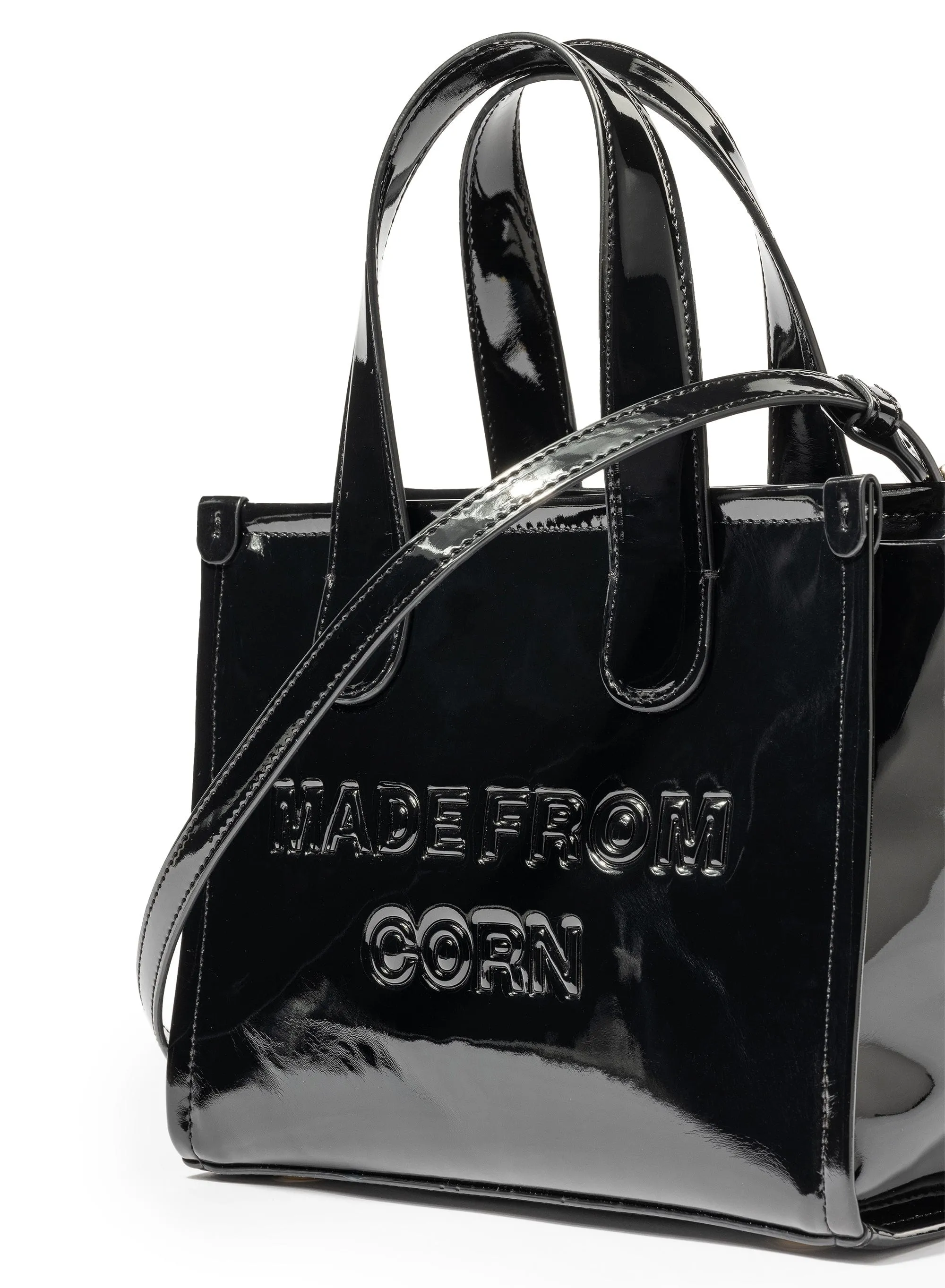 Alma M Corn Leather Vegan Tote Bag | Black