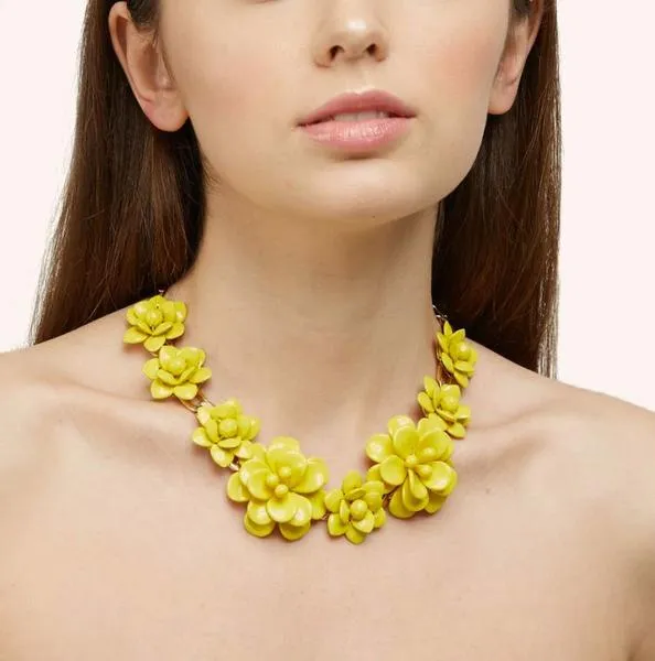 Amalfi Yellow Hibiscus Statement Floral Necklace