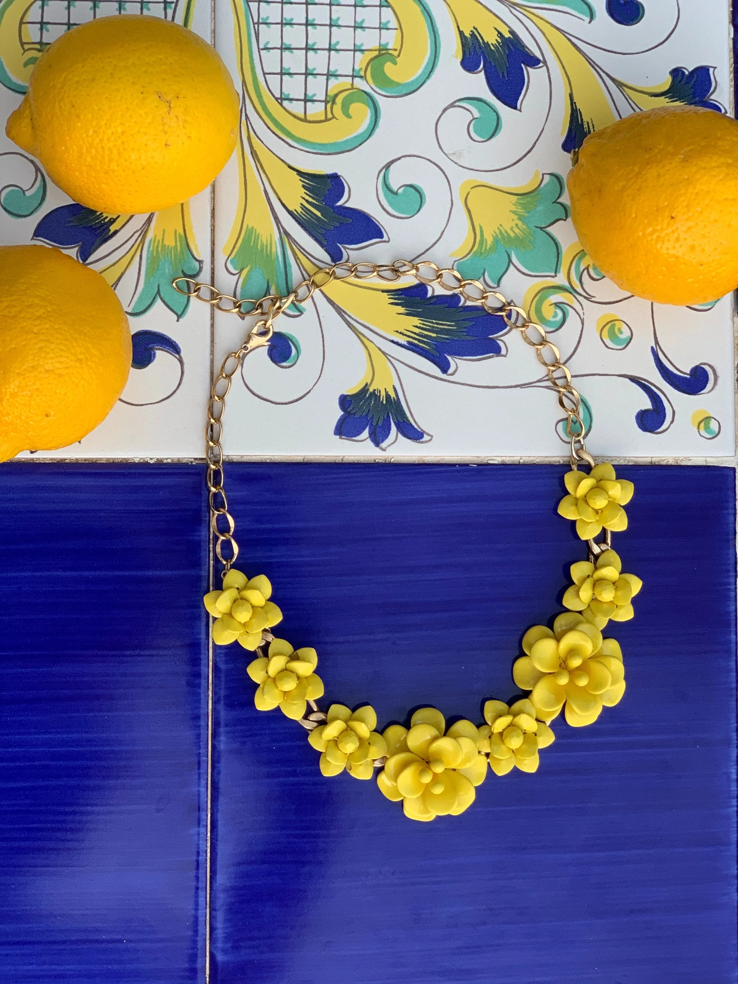 Amalfi Yellow Hibiscus Statement Floral Necklace