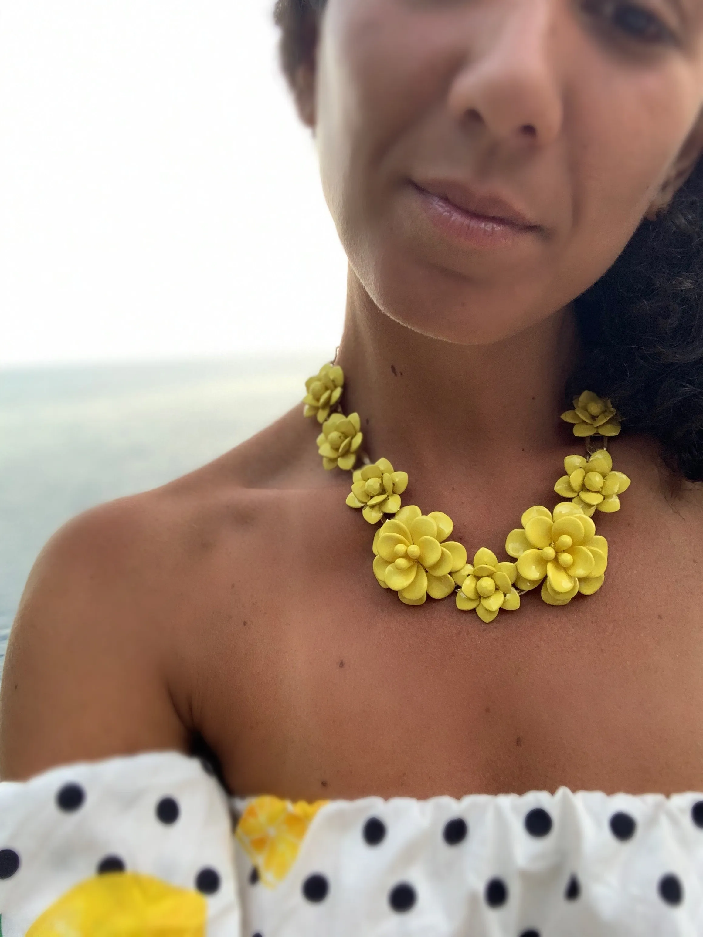 Amalfi Yellow Hibiscus Statement Floral Necklace
