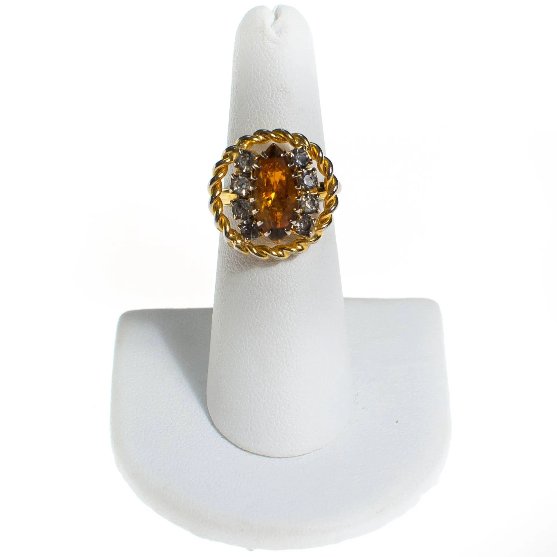 Amber Crystal Statement Ring with Rhinestones