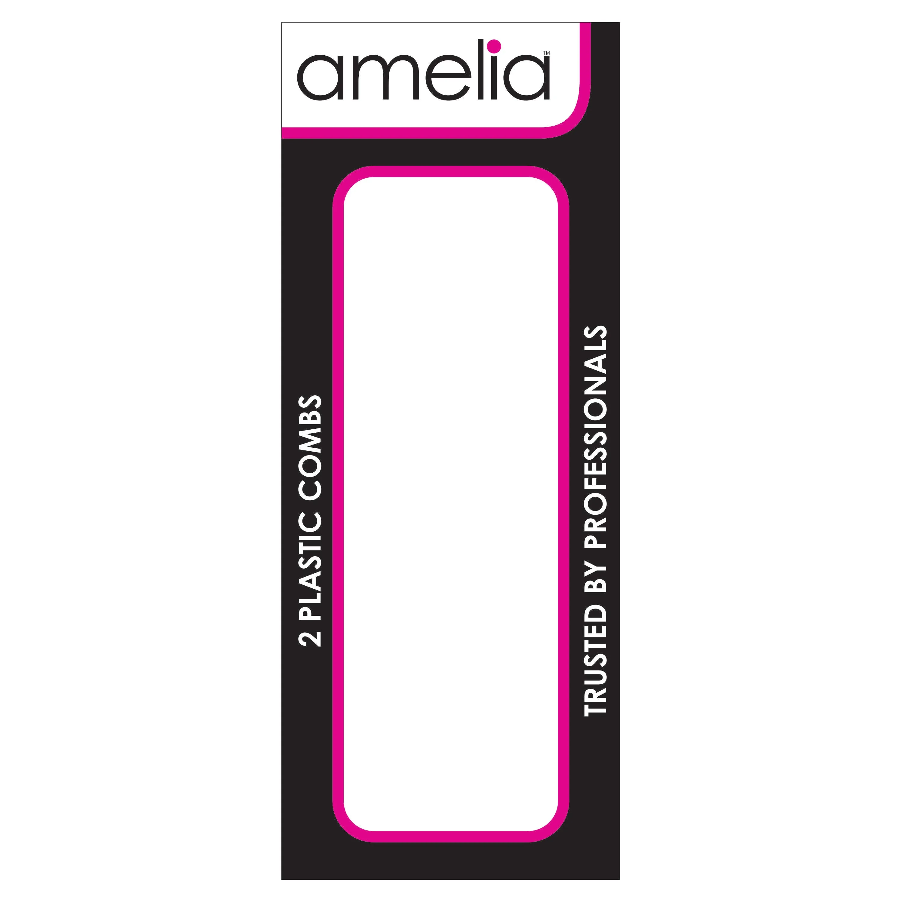 Amelia Beauty, 8in White Plastic Detangling Wave Comb, Made in USA, Professional Grade Comb,  Portable Salon Barber Shop Black Everyday Styling Rake Comb Hair Styling Tool, 7.5"x 2", 2 Pack