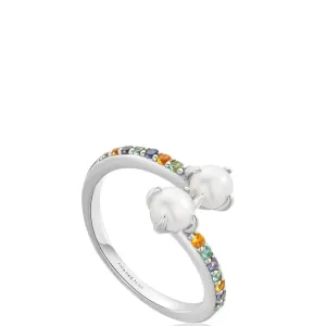 Ania Haie Modern Muse Silver Gem Pearl Wrap Ring