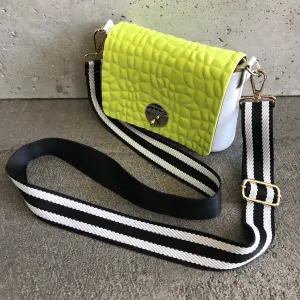 Apple on White with Stripe Strap