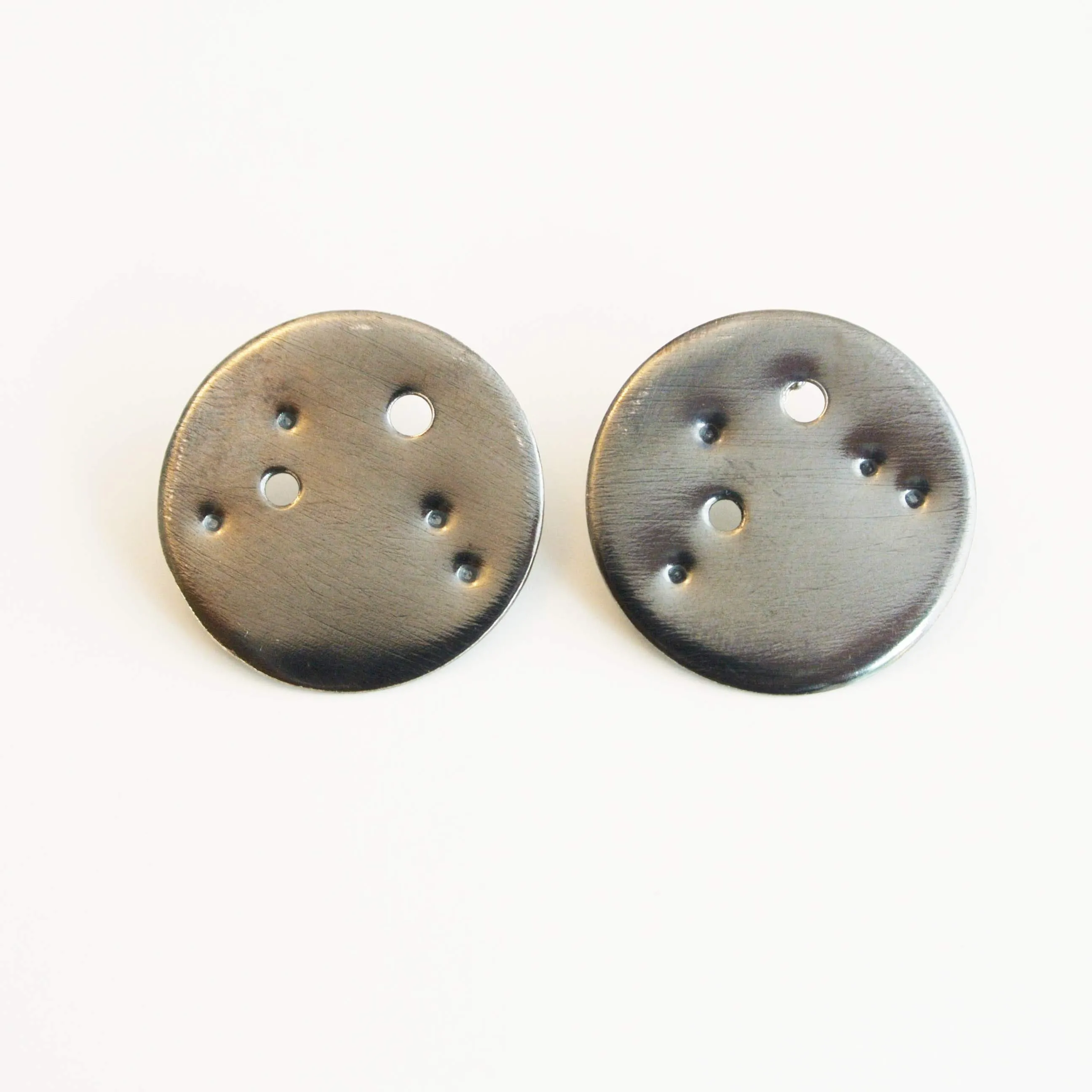 Aries Zodiac Constellation Argentium Silver Disc Earrings - Nickel Free