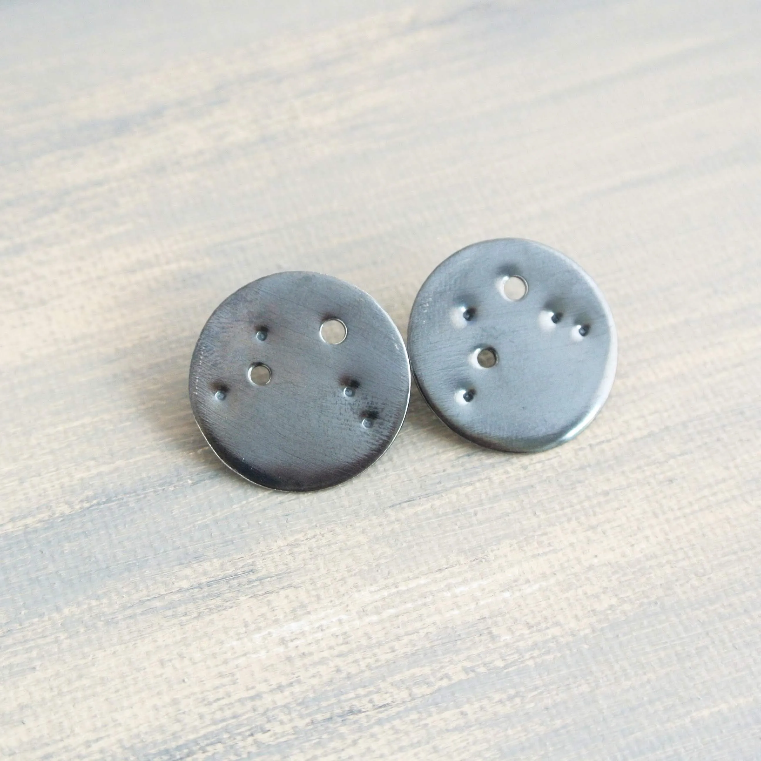 Aries Zodiac Constellation Argentium Silver Disc Earrings - Nickel Free