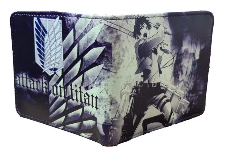 Attack on Titan Anime Wallet - Eren Yeager - Unisex - Black / Premium PVC Leather