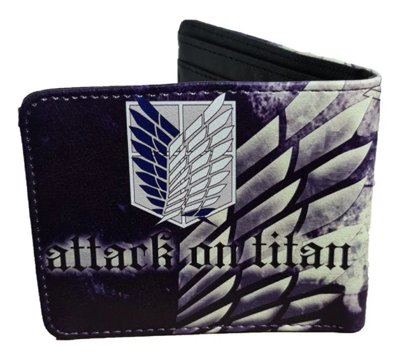 Attack on Titan Anime Wallet - Eren Yeager - Unisex - Black / Premium PVC Leather