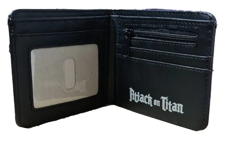 Attack on Titan Anime Wallet - Eren Yeager - Unisex - Black / Premium PVC Leather