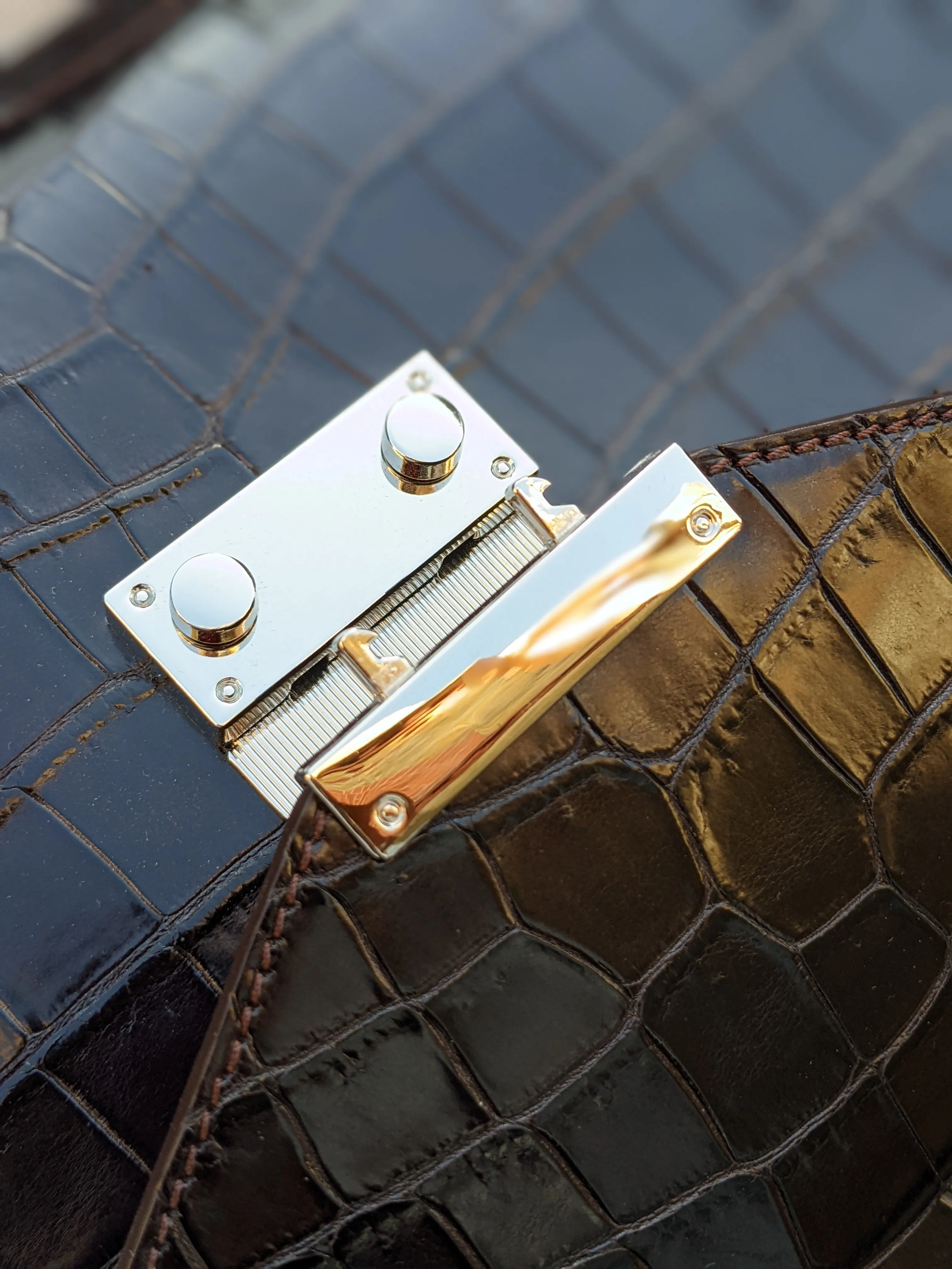 Bespoke Briefcase - Dark Chocolate Millennium Finish Crocodile