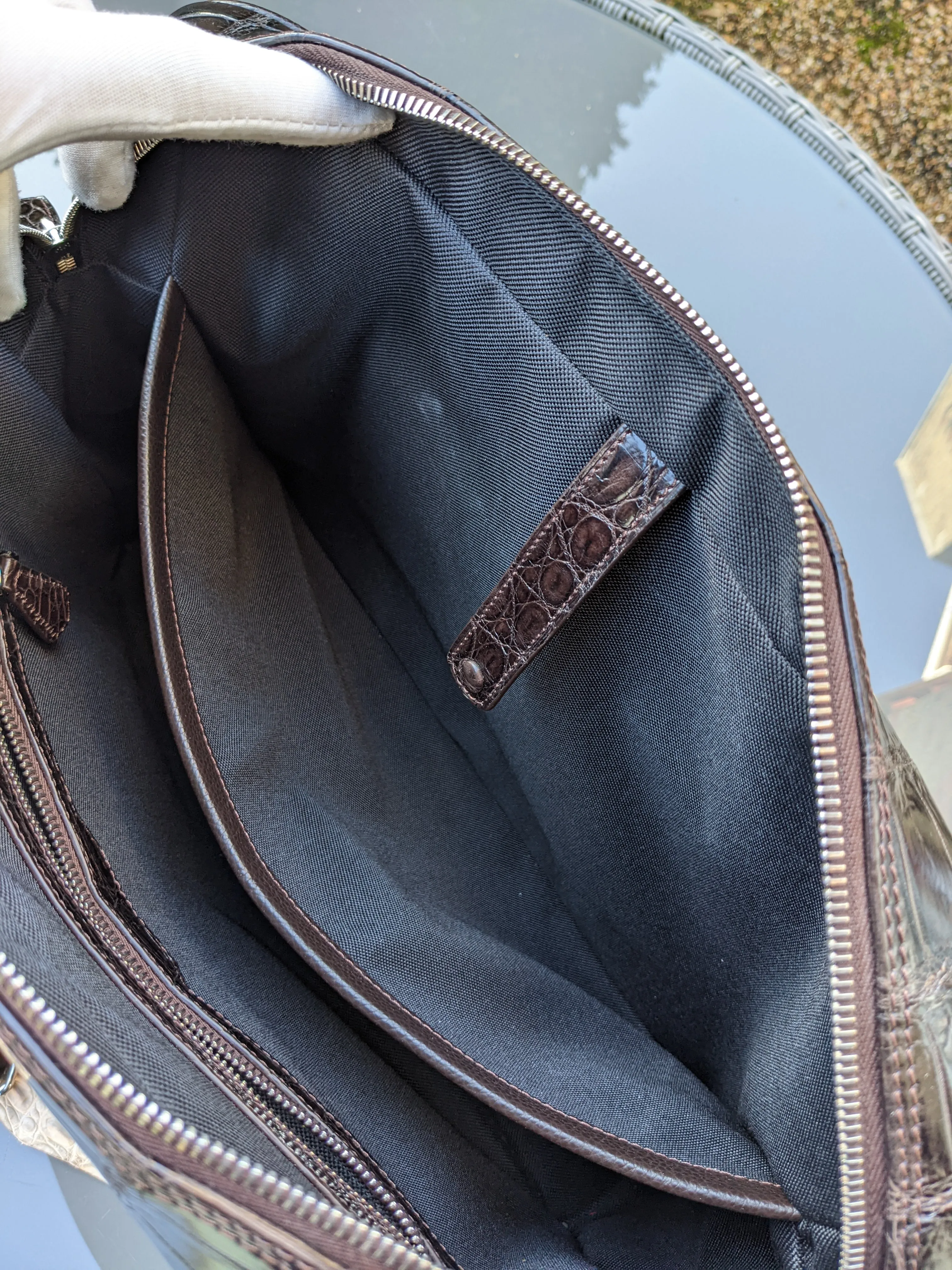 Bespoke Briefcase - Dark Chocolate Millennium Finish Crocodile