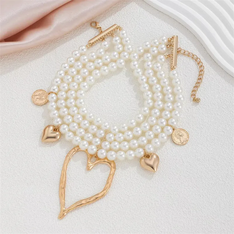 Big Love Heart Pendant Exaggerated Layered Necklace for Women