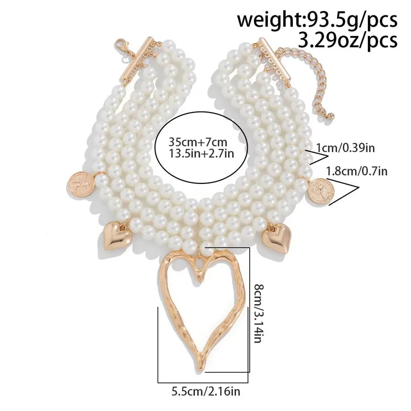 Big Love Heart Pendant Exaggerated Layered Necklace for Women