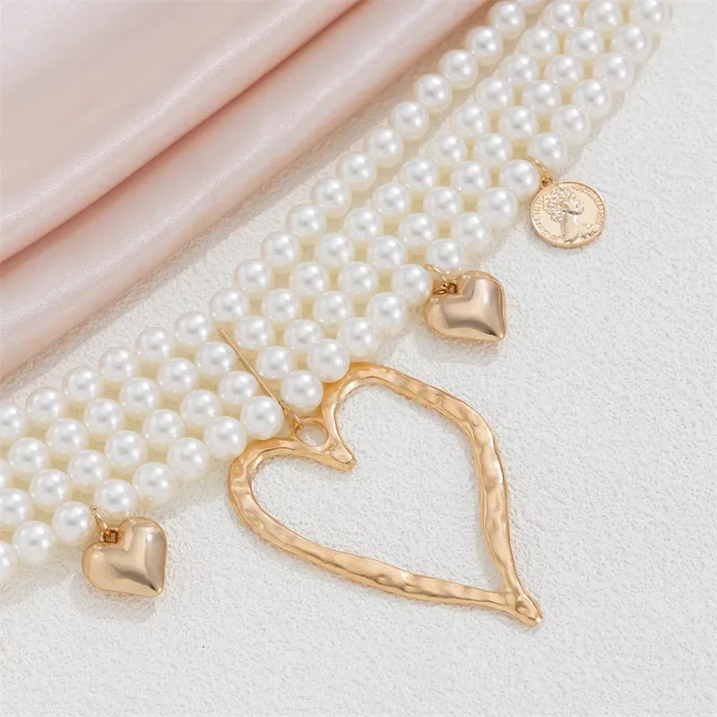Big Love Heart Pendant Exaggerated Layered Necklace for Women