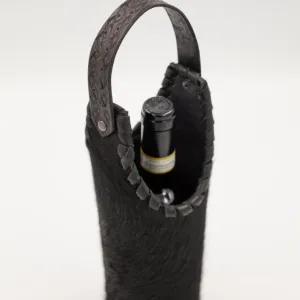 Black Cowhide Wine Tote