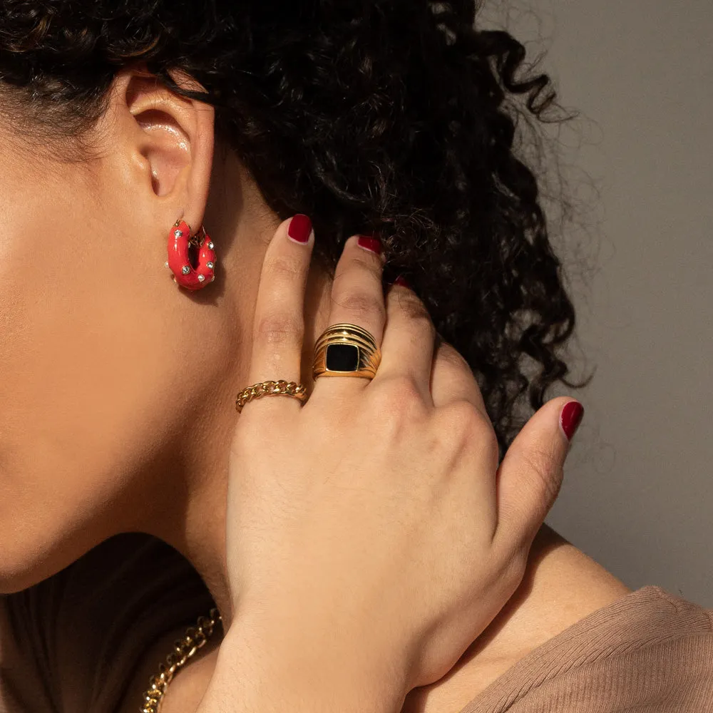 Black Enamel Signet Ring