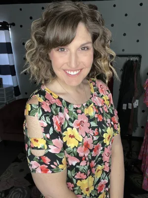 Black Floral Strapped Sleeve Top