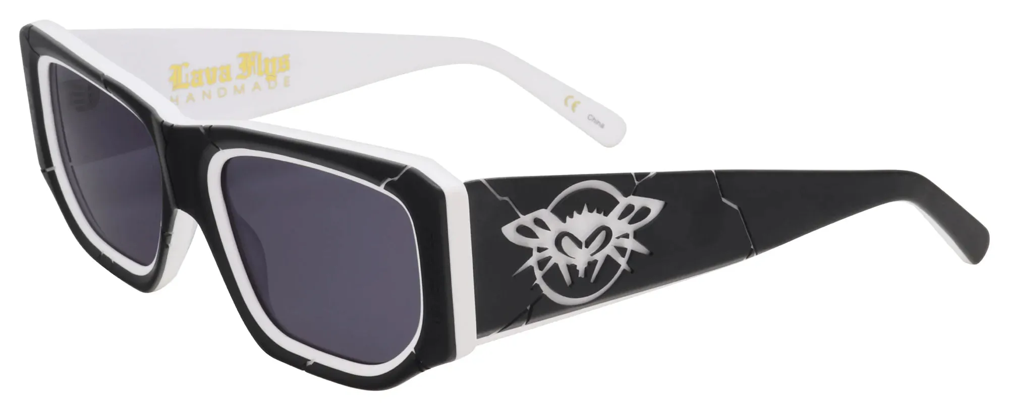 BLACK FLYS LAVA FLYS SUNGLASSES MATTE BLACK WHITE SMOKE LENS