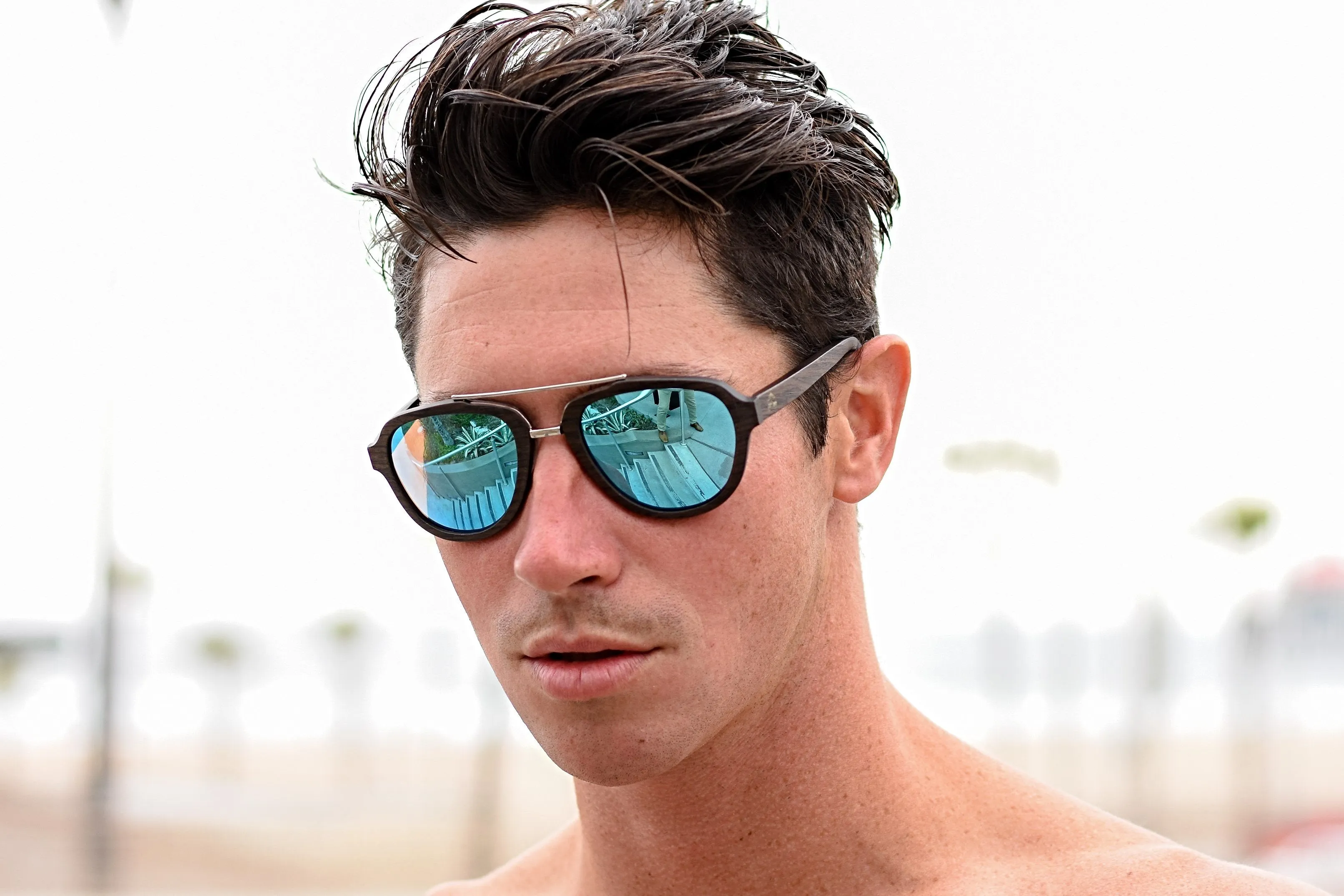 Black Oak  Wood Aviator Sunglasses - Ascendor