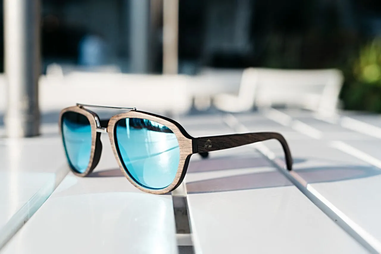Black Oak  Wood Aviator Sunglasses - Ascendor