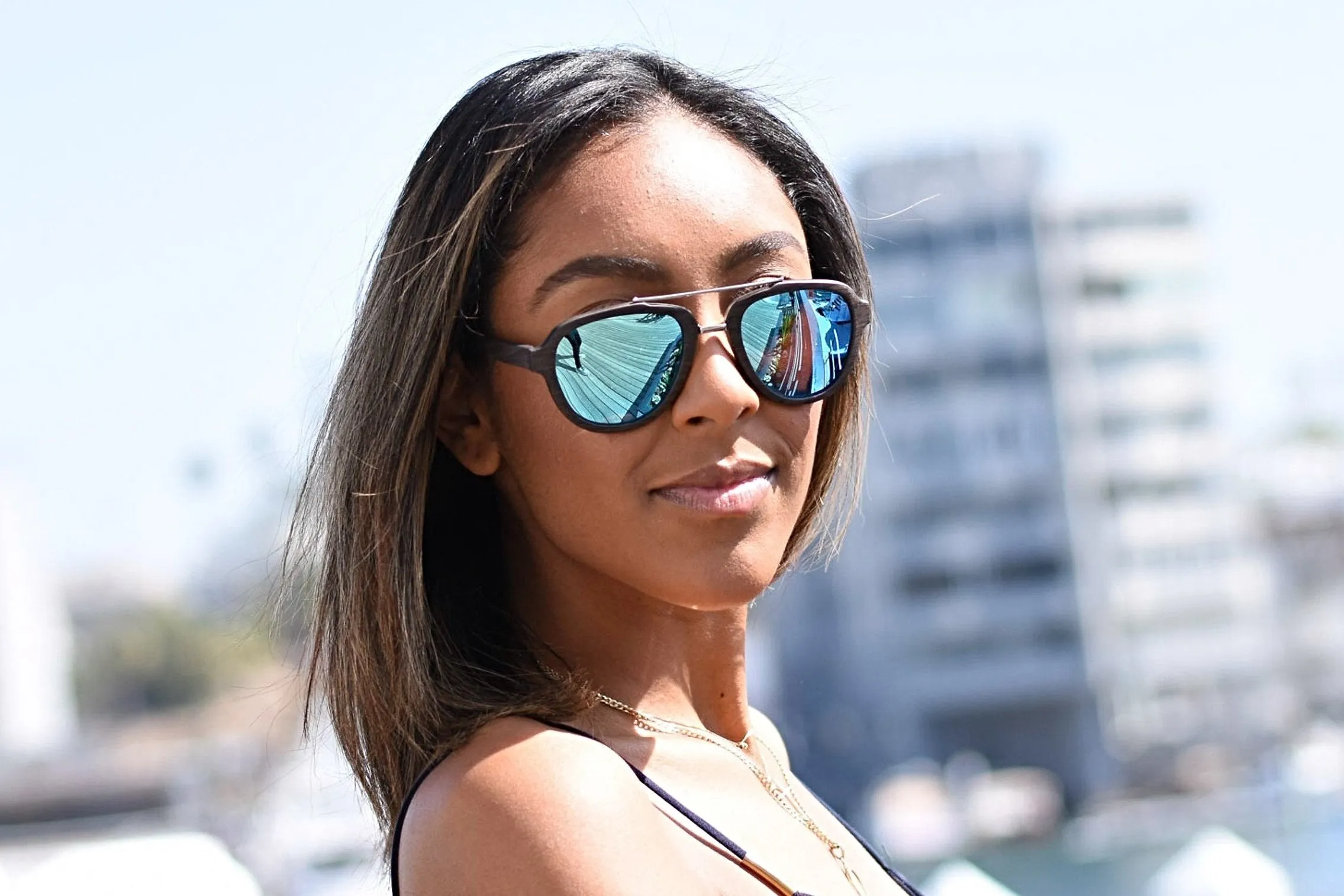 Black Oak  Wood Aviator Sunglasses - Ascendor