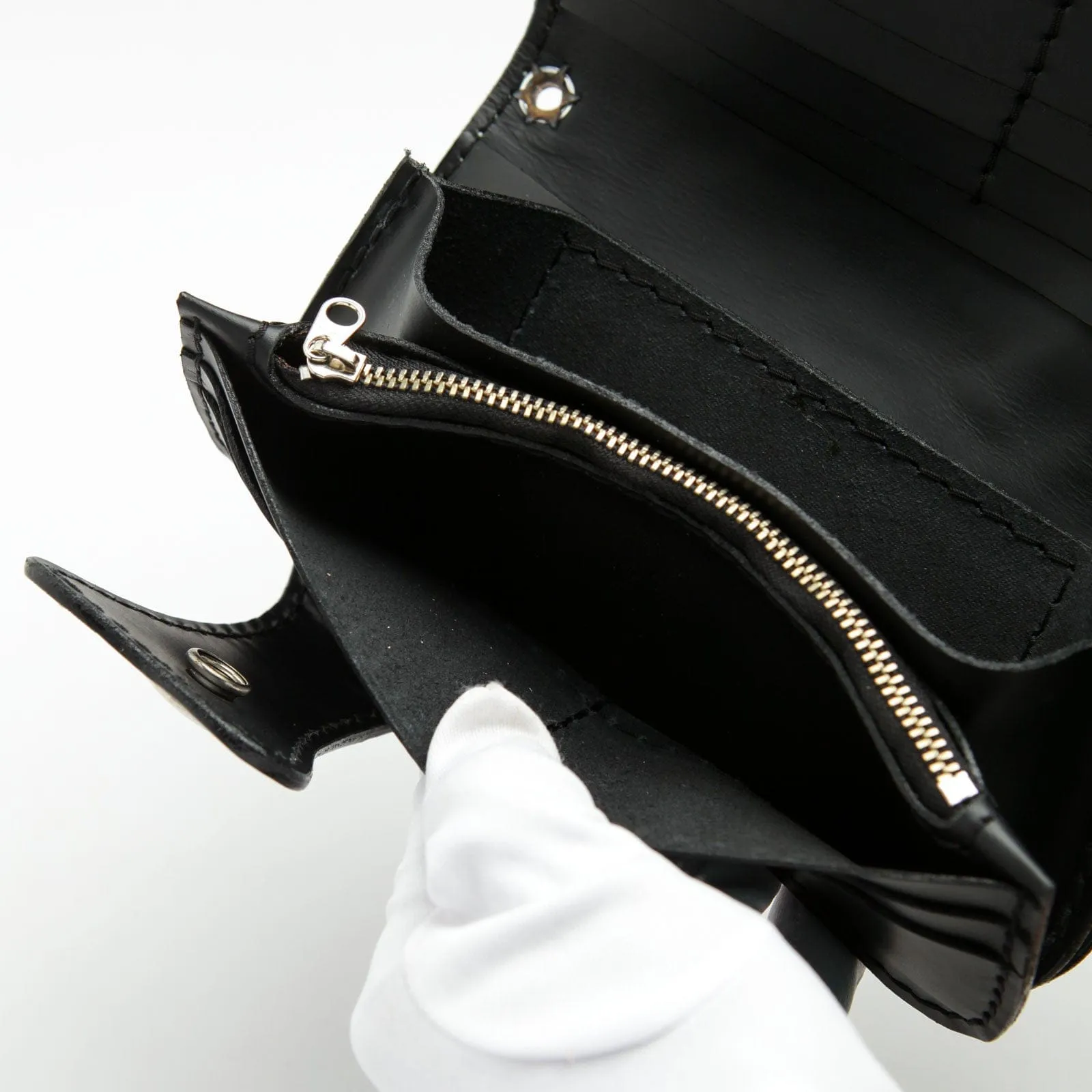Black Phantom Skull Genuine Cowhide Leather Biker Chain Wallet
