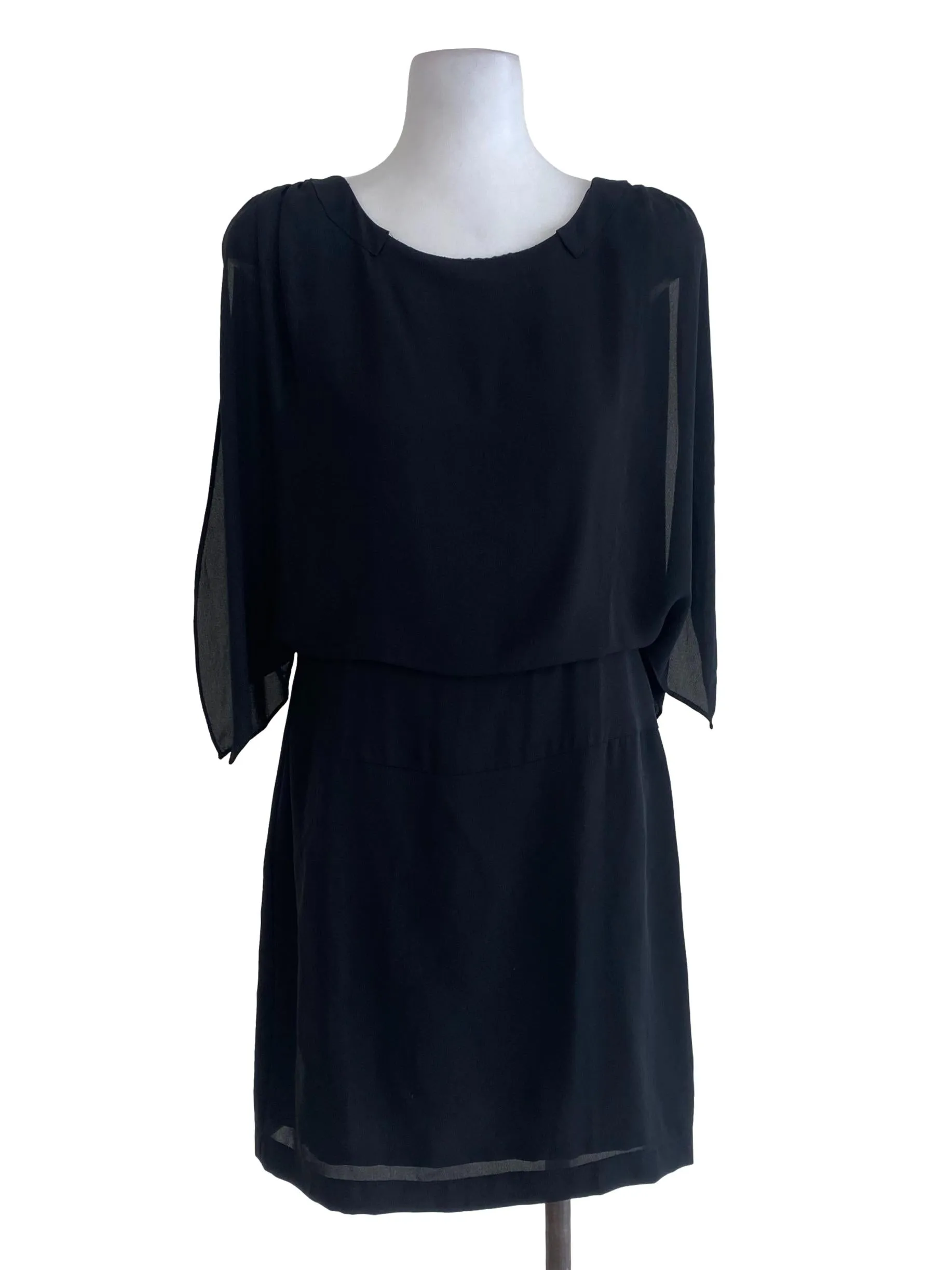 Black Plain Layered Mini Dress