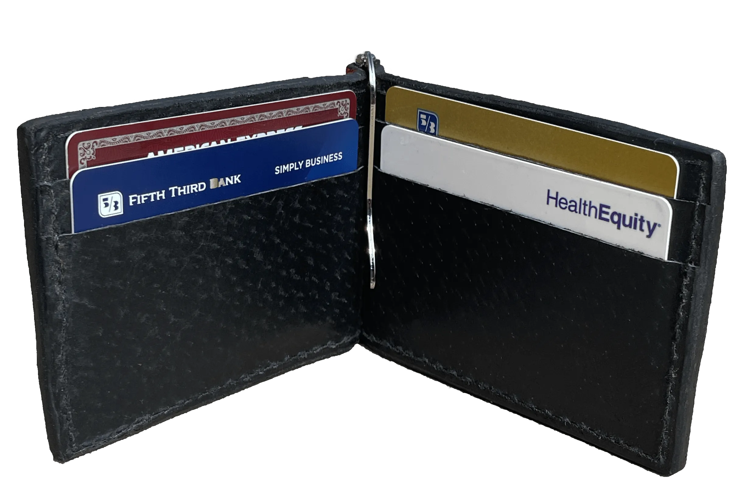 Black Shark Bifold Slim Profile Wallet With Money Clip