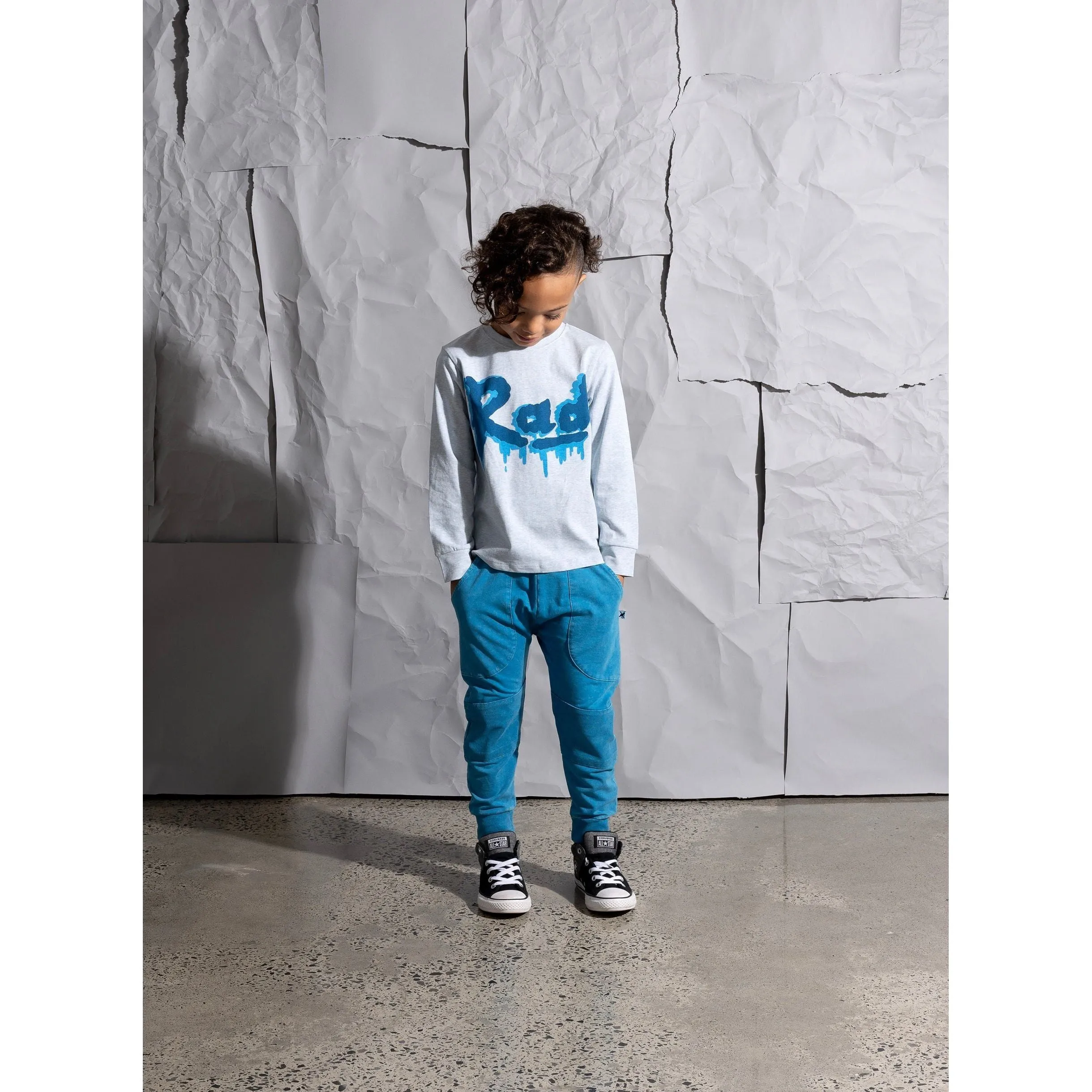 Blasted Reinforced Knee Trackies - Sky Wash
