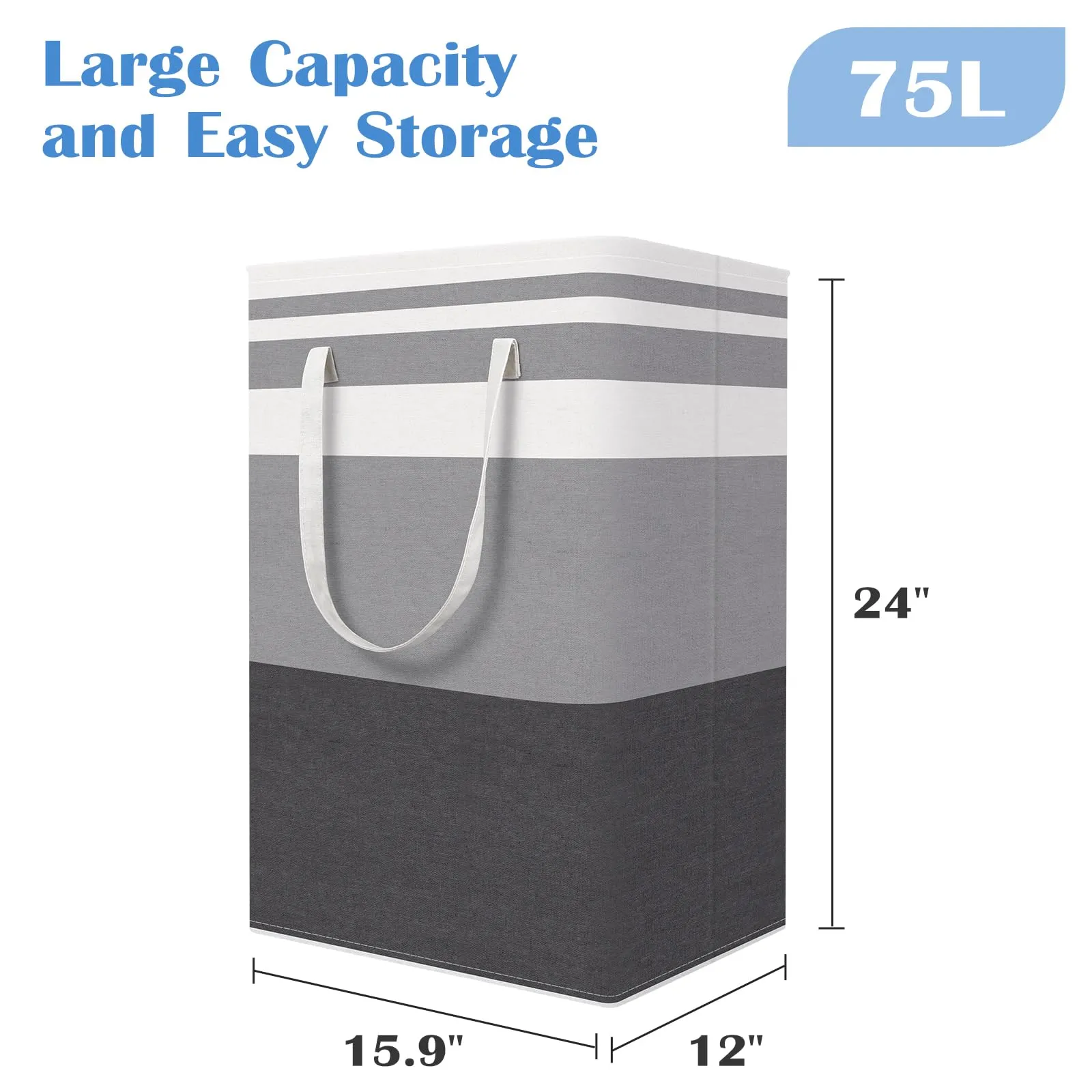 BlissTotes 3Pack CollapsibleWaterproof Laundry Basket with Easy Carry Handles for Family and Dorm 75L