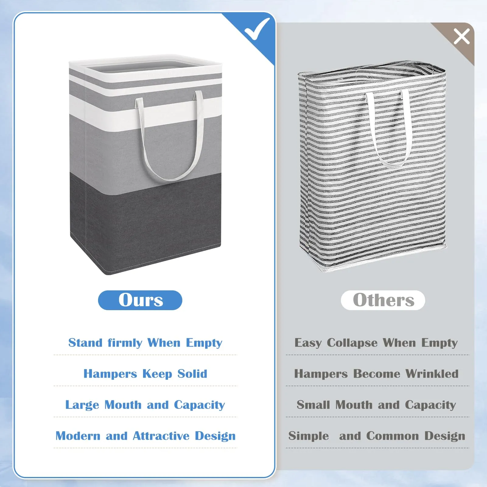 BlissTotes 3Pack CollapsibleWaterproof Laundry Basket with Easy Carry Handles for Family and Dorm 75L