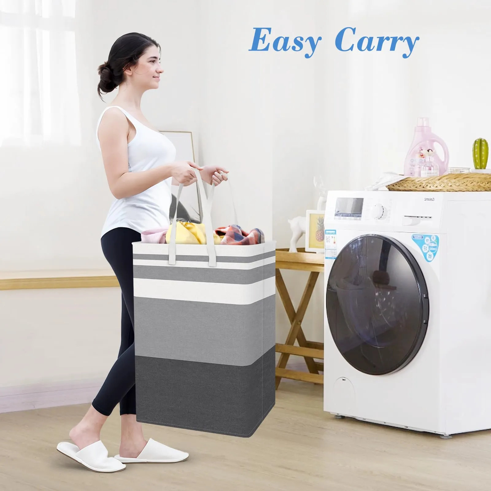 BlissTotes 3Pack CollapsibleWaterproof Laundry Basket with Easy Carry Handles for Family and Dorm 75L